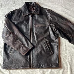 Vintage Men's Wilsons Leather Jacket brown distressed heavy duty XL